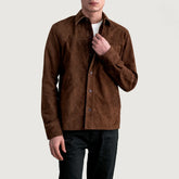 Zelean Mocha Leather Shirt Jacket